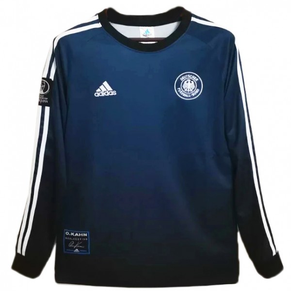 Germany maglia da portiere retrò lunga da uomo blu uniforme da calcio, maglia da calcio sportiva 2002